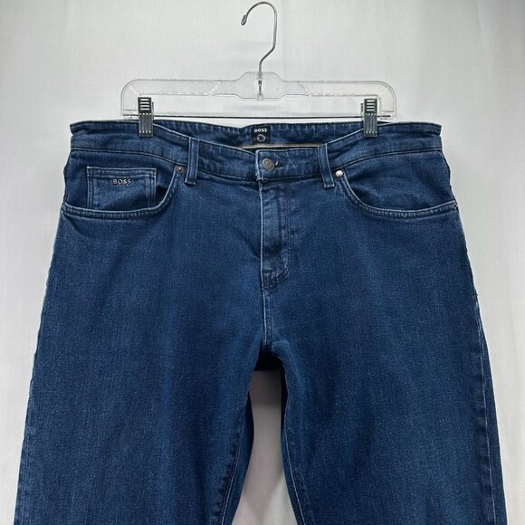 BOSS Jeans Mens Size 38 Maine Regular Fit Tapered Denim Organic Cotton Blue - Picture 3 of 11